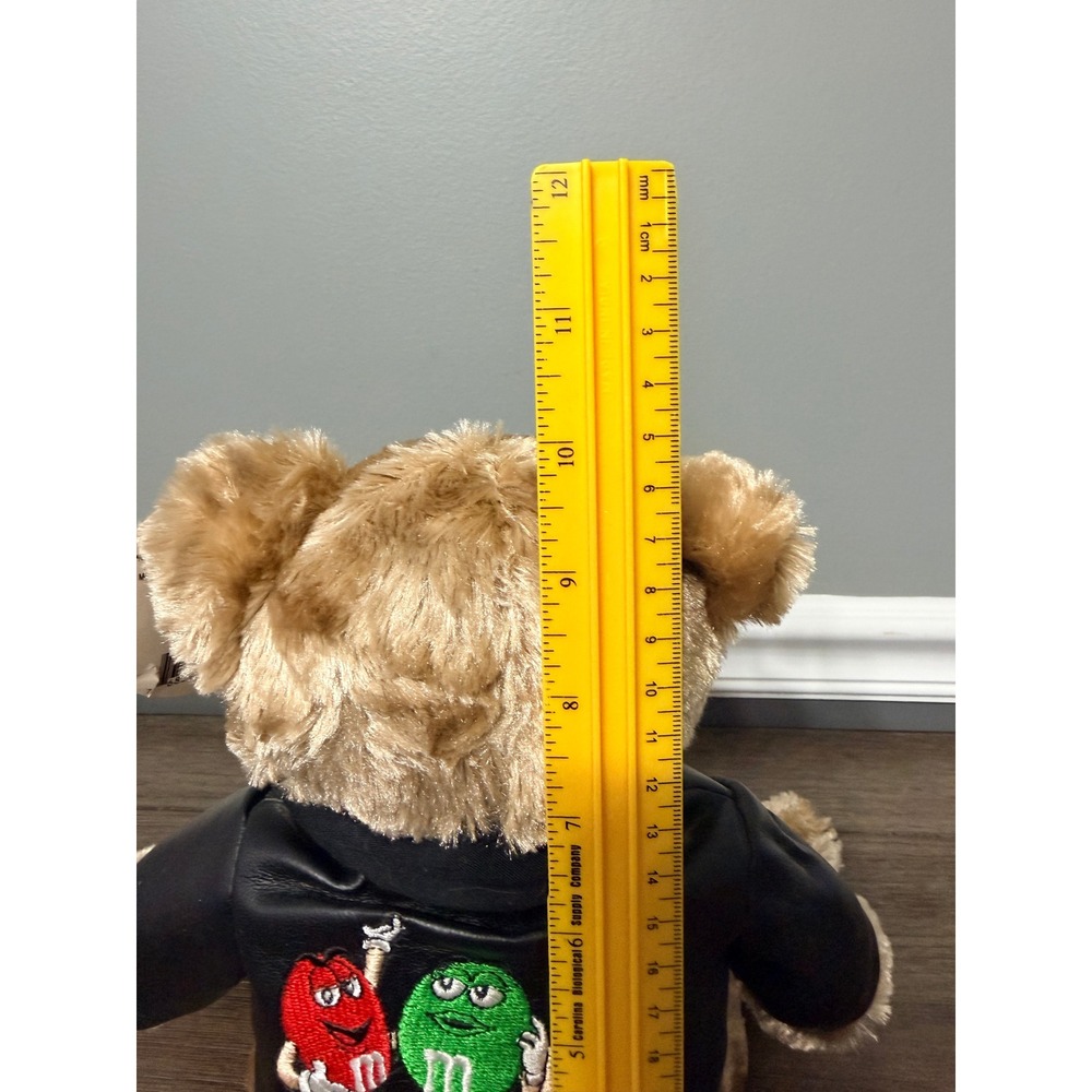 Vintage 2003 M&Ms Teddy Bear in Black Faux Leather Biker Jacket Plush - Picture 5 of 5